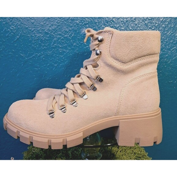 Steve Madden Hint Sand Tan Suede Hiking Combat Moto Boots Size 11M - Picture 1 of 14